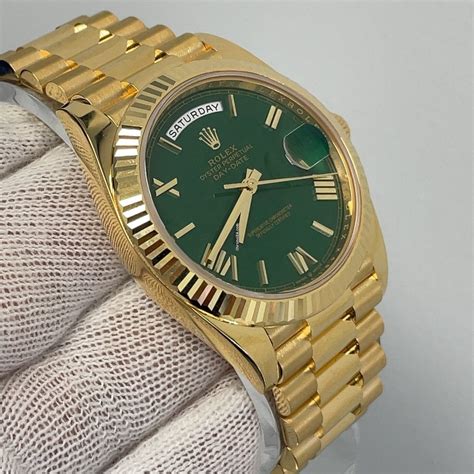 rolex day date green dial for sale|rolex day date retail price.